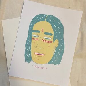 Stylish Freethinker Art Print - Yellow & Teal